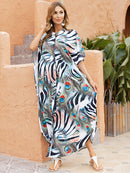 Cover-ups 2022 Kaftan Beach Print SnakeSkin Badeanzug Cover Up Kimono Plage Beach Robe Femme Long Dress Sarong Dress Beachwear