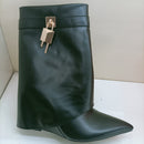 Ins Hot Spring Winter Great Quality Crocodile Print Upper Shoes Booty Knee High Pointy Toe Overlay Side Zip Damenstiefel 43