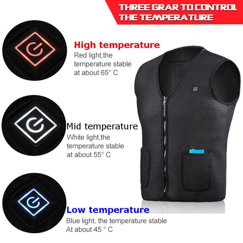 Hombres Mujeres exterior USB calefacción infrarroja chaleco chaqueta invierno Flexible eléctrico ropa térmica chaleco pesca senderismo Dropship