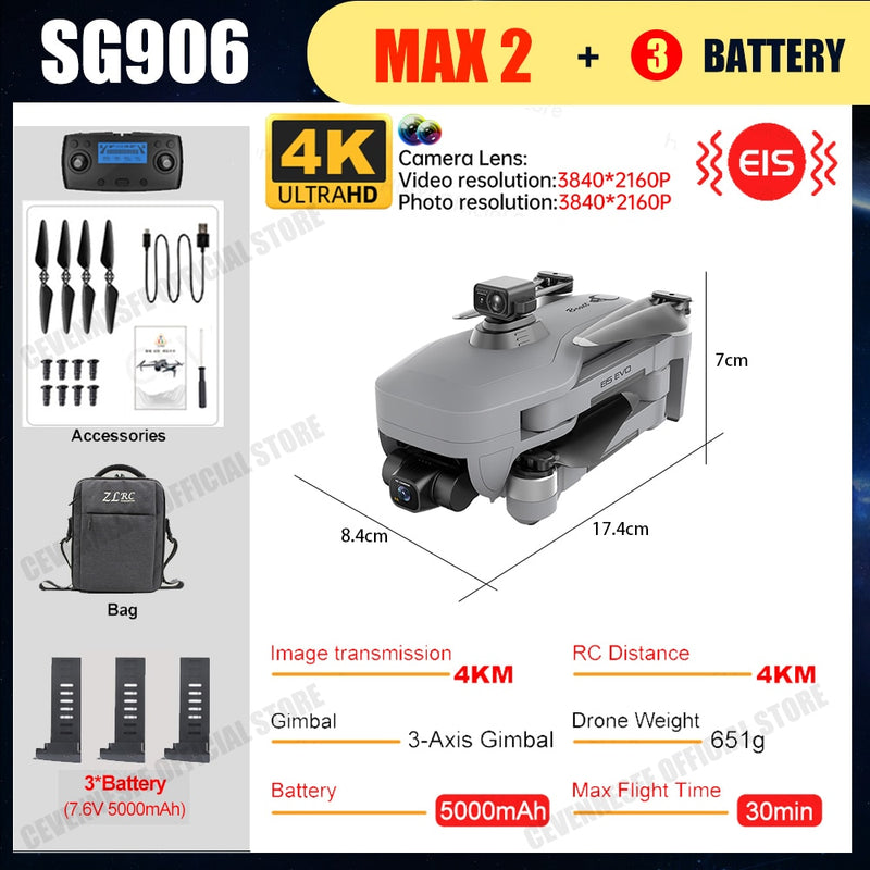 Nuevo SG906 MAX2/SG906 Max Drone 4K cámara HD profesional láser evitación de obstáculos 3 ejes cardán 5G WiFi Dron FPV RC Quadcopter
