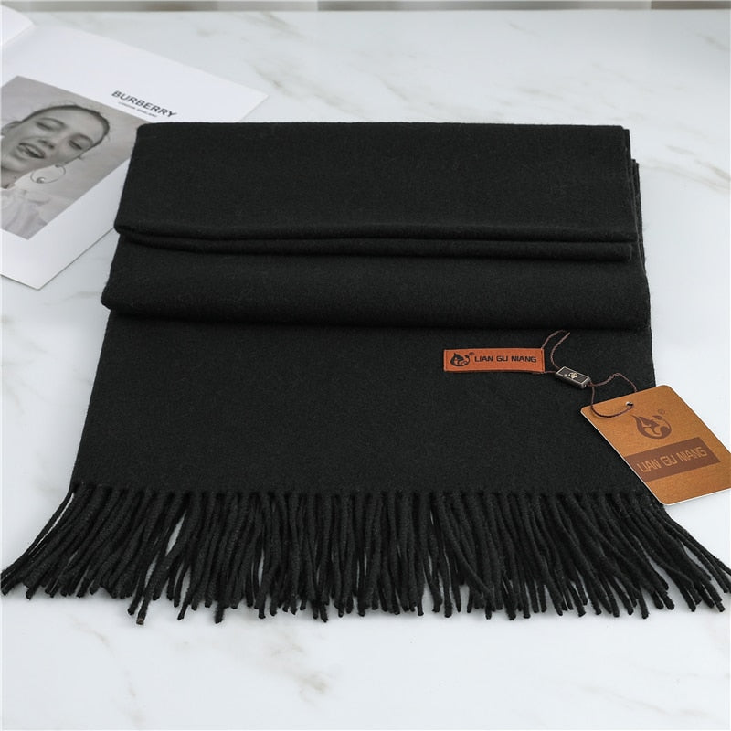 2022 Winter Cashmere Scarf Women Thick Warm Pashmina Shawls Wraps Solid Color Tassel Lady Blanket Echarpe Bufanda Hijab