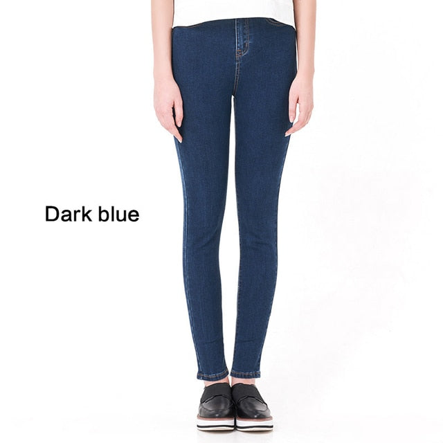 Women Jeans Casual High Waist Summer Autumn Pant Slim Stretch Cotton Denim Trousers For Woman Blue Black  100kg