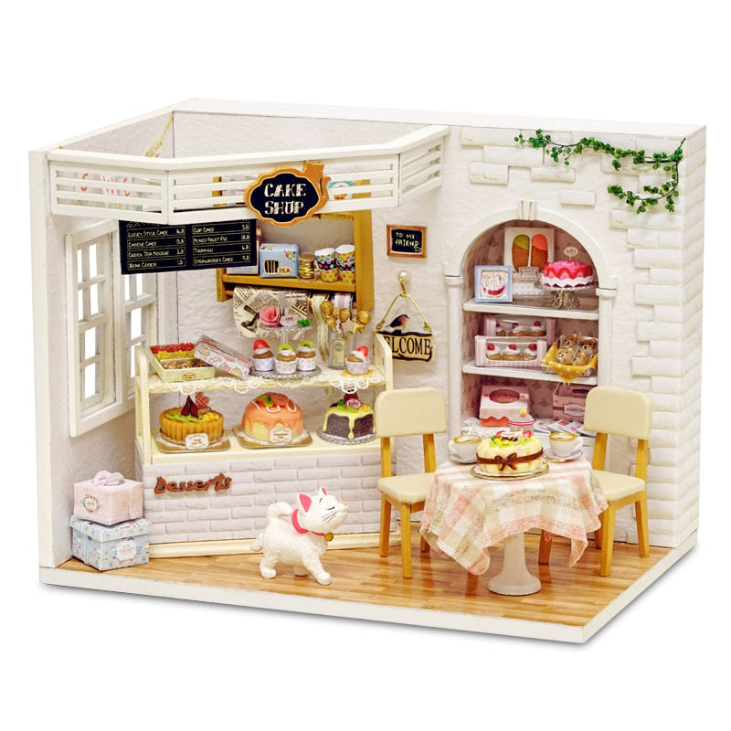 Puppenhausmöbel Diy Miniatur 3D Holzminiaturen Puppenhaus Spielzeug für Kinder Geburtstagsgeschenke Casa Kitten Diary H013