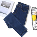 Jeans mujer cintura alta Largo completo skinny lápiz negro azul Denim pants 100kg