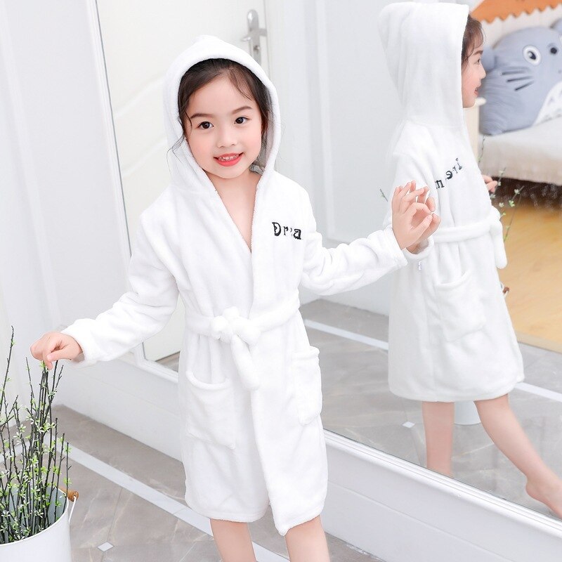 Kids Robes Winter Warm Robe For Boys Girls Child Bathrobe Fleece Bath Robe Children 2 to 8 Years Sleep Wear