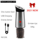 Automatic Salt Pepper Grinder Set Electric Plastic Ceramic Burr Mill For Herb Pepper Spice Adjustable Kitchen Grinding Gadgets