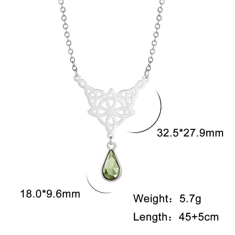 LIKGREAT Celtics Knoten Wicca Triquetra Anhänger Halskette Perle Kristall Strass Kette Choker Halsketten für Frauen Vintage Schmuck