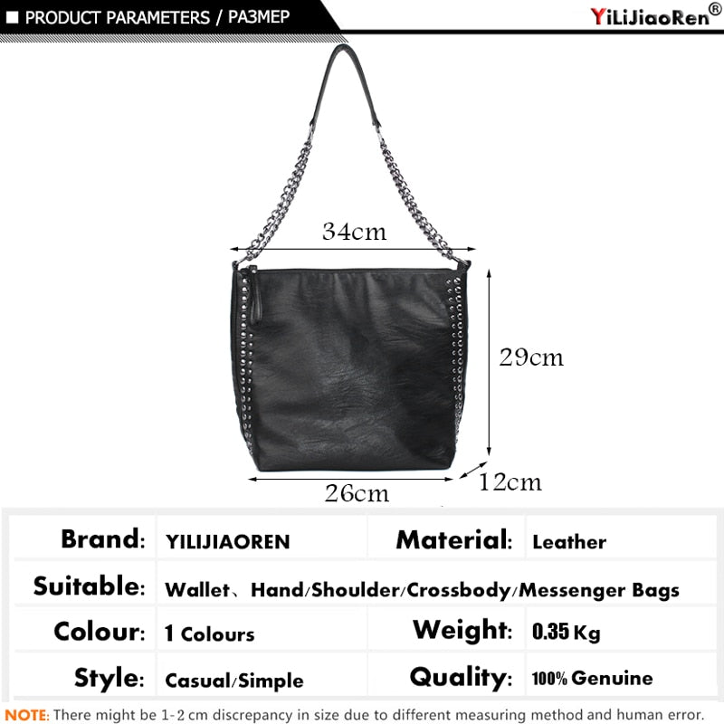 Bolso de hombro con remaches informal para mujer, bolsos cruzados con cadena de marca famosa para mujer, bolsos de cuero, bolso de mano de gran capacidad, bolso principal