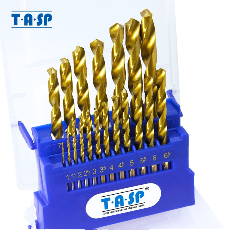 TASP 19pcs Metal Drill Bit Set HSS & M35 Cobalt Titanium Coated Drill Bits 1~10mm for Metal Stainless Steel Tool Accessories