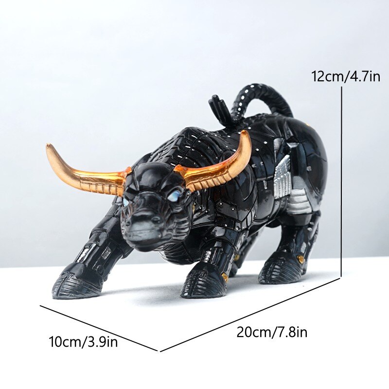 VILEAD 36 cm Wall Street Bull Statue Harz Bürodekoration Tierhandwerk Reichtum Statue Wohnzimmer Dekoration Skulptur Geschenke