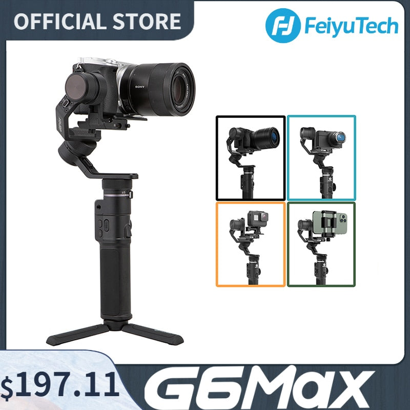 FeiyuTech G6 MAX All-in-One Gimbal Stabilizer 3-Axis Handheld Universal Smartphone Sony RX0 ZX-1 Mirrorless DSLR Action Camera