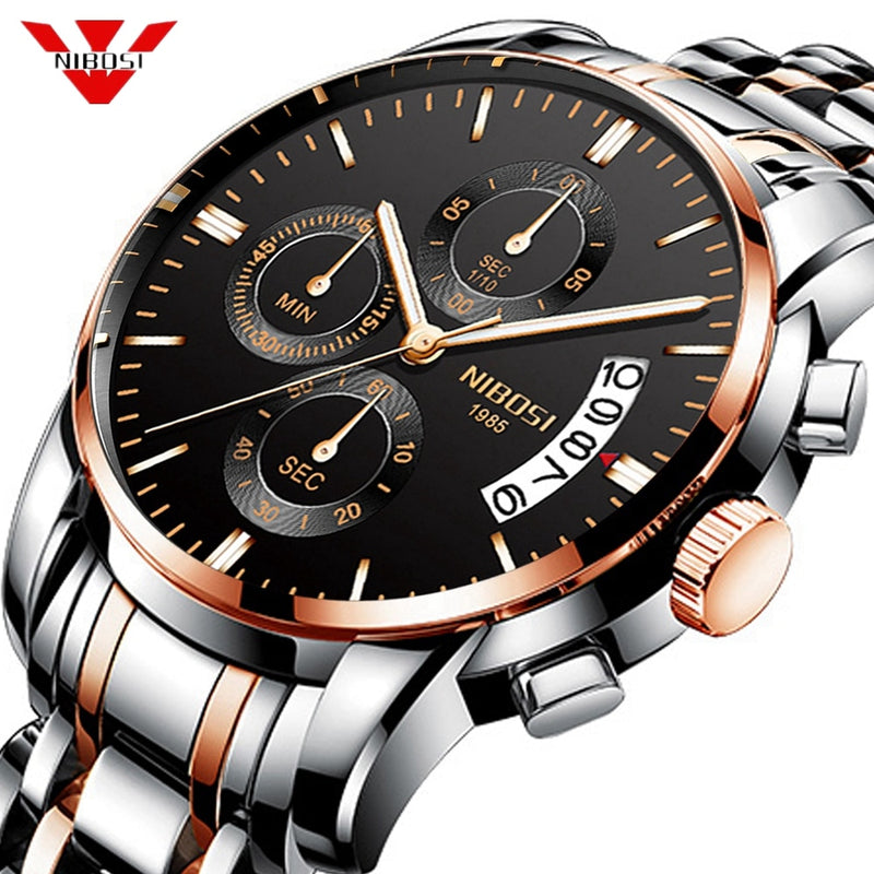 NIBOSI New Rose Watch Men Military Sport Quartz Clock Mens Watches Top Brand Luxury Waterproof Wrist Watch Relogio Masculino