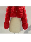 ZADORIN Neue Mode Kurzer Winter Faux Fuchspelzmantel Frauen Luxus Stehpelzkragen Dicke Warme Pelzjacke Kunstpelz Cropped Top