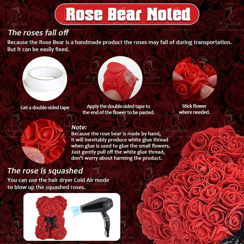 Geschenke für Mama Rose Bär 25 cm / 40 cm künstliche Blumen Rose Teddybär Hochzeitstag Geburtstagsgeschenke für ihre Freundin Frauen