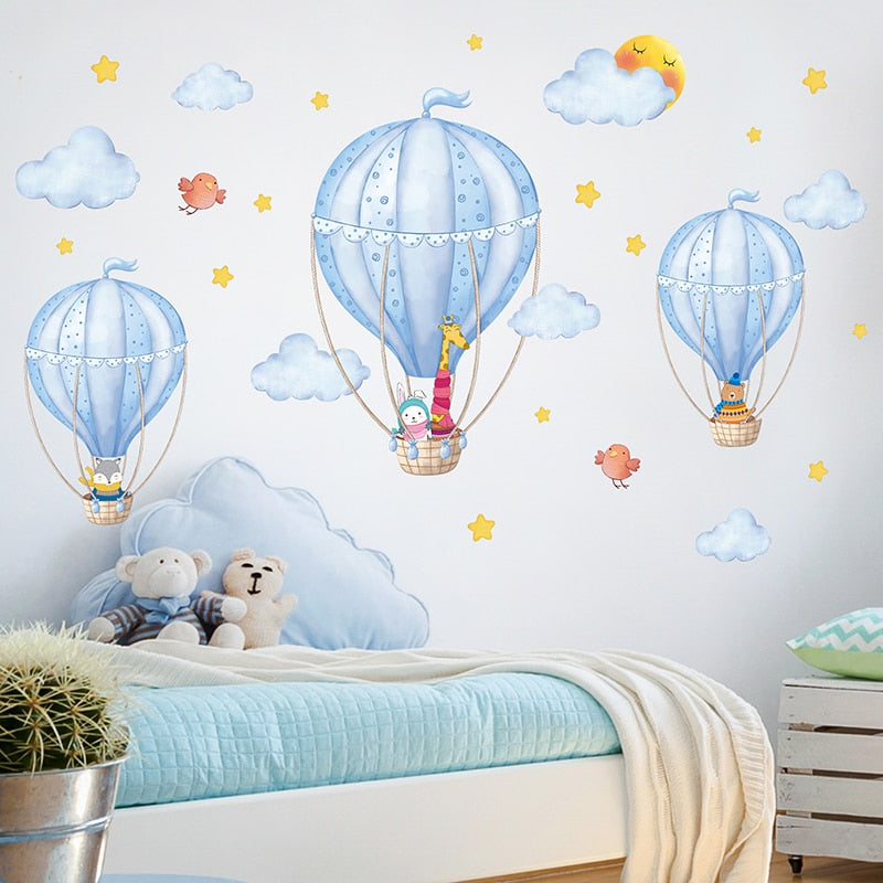 Heißluftballons Wandaufkleber DIY Cartoon Wolken Wandtattoos für Kinderzimmer Baby Schlafzimmer Kindergarten Kinderzimmer Dekoration