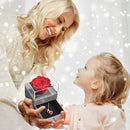 Schmuckschatulle mit natürlicher ewiger Rose zum Muttertag / mit 100 Sprachen, Liebeskette, konservierte Blumen, Vorschlagsring, Geschenk für sie