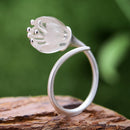 Lotus Fun Ring aus echtem 925er Sterlingsilber, 18 Karat Gold, natürlicher Kristall, handgefertigt, feiner Schmuck, Maiglöckchen, Blumenringe für Frauen