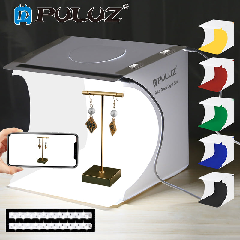 PULUZ 2LED Lightbox Light box Mini Photo Studio Box 1100LM Photography Box Light Studio Shooting Tent Box Kit &amp;6 Color Backdrops