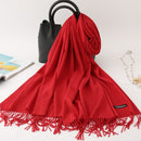 2022 Winter Scarf Solid Thick Women Cashmere Scarves Neck Head Warm Hijabs Pashmina Lady Shawls And Wraps Bandana Tassel