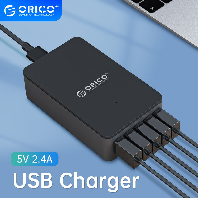 ORICO 5 Ports USB Charger 5V2.4A Desktop Charging Station 8A 40W USB Charger For iPhone Samsung Cell Phone Tablet