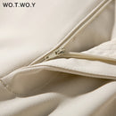 WOTWOY Elegant Formal High Waist Pants Women Skinny Office Lady Pencil Pants Women Pockets Sashes Ankle-Length Trousers Women