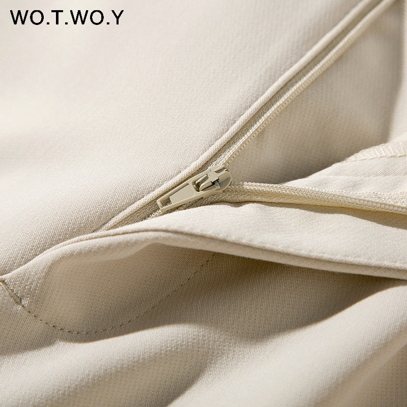 WOTWOY Elegant Formal High Waist Pants Women Skinny Office Lady Pencil Pants Women Pockets Sashes Ankle-Length Trousers Women