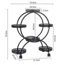 6 Pot Metal Plant Stand Multi-Layer Plant Holder Flower Pot Rack with Wheels for Garden Yard Indoor Outdoor