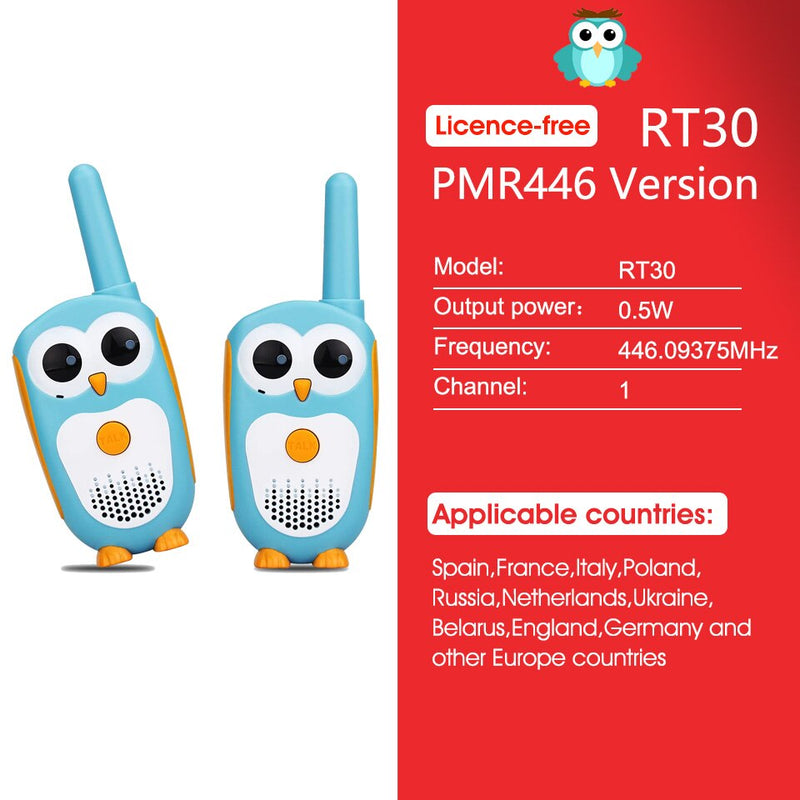 Retevis RT30 Walkie Talkie Kids 2pc Cartoon Owl Kinderradio Spielzeug Walkie-Talkie Weihnachten Geburtstagsgeschenk für Kinder Junge Mädchen