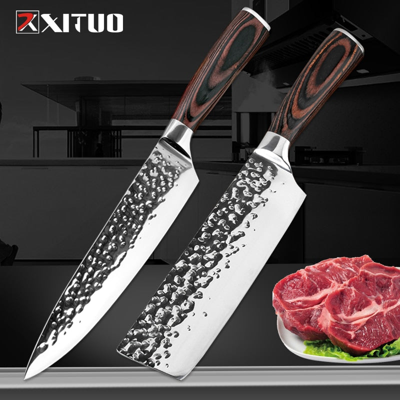 XITUO Kitchen Knife Chef 8 inch 7" Stainless Steel Knives Sushi Meat Santoku Japanese 7CR17 440C High Carbon Knife Cooking