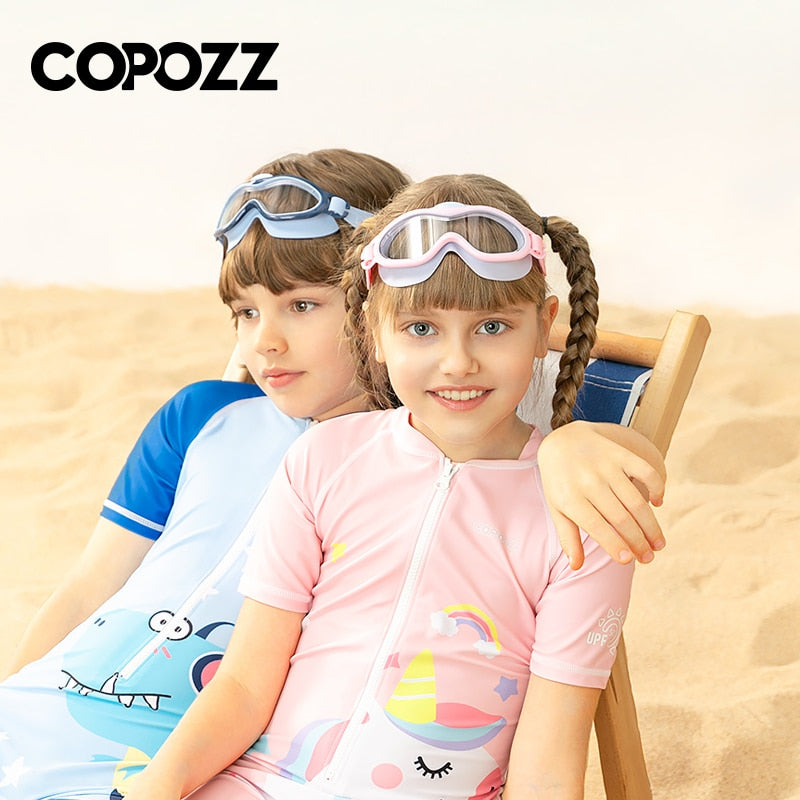 COPOZZ Kinder-Schwimmbrille Anti-Fog Wasserdichte Kinder Jugendliche Big Frame Schwimmbrille Junge Mädchen Einteilige Schwimmbrille