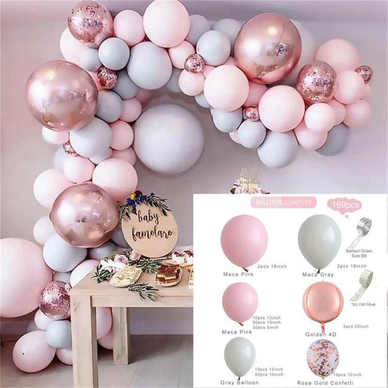 Hot Pink Ballon Girlande Arch Kit Schmetterling Aufkleber Chrome Rose Gold Latexballons für Geburtstag Hochzeit Baby Shower Dekoration