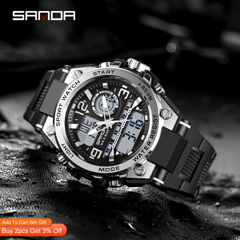 SANDA 2021 Top Brand Men's Watches 5ATM Waterproof Sport Military Wristwatch Quartz Watch for Men Clock Relogio Masculino 6024