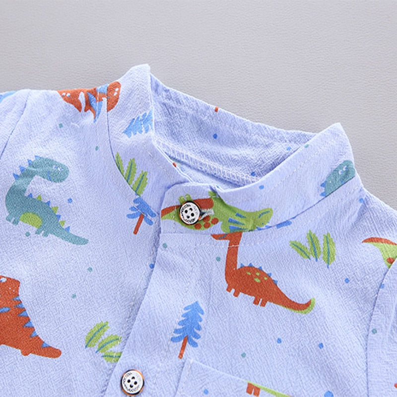 Conjunto de ropa de verano para bebés, camisa de manga corta con estampado de dinosaurio de dibujos animados para niños y pantalones de 1, 2, 3 y 4 años, atuendo para niños pequeños