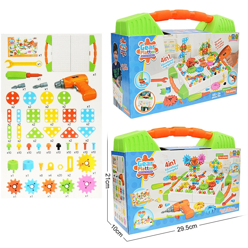 Bohrschraube 3D Kreatives Mosaik Puzzle Spielzeug Für Kinder Bauklötze Spielzeug Kinder DIY Bohrmaschine Set Jungen Pädagogisches Spielzeug