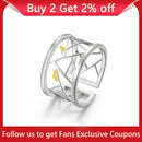 Lotus Fun echter offener Ring aus 925er Sterlingsilber, feiner Schmuck, orientalisches Element, Fensterdekoration, Papierschnitt-Design, Ringe für Frauen