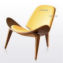 Nordic Massivholz Rückenlehne Wohnzimmer Stühle Lazy Leisure Sessel Haushaltsmöbel Modernes Leder Einzelsofa Shell Chair