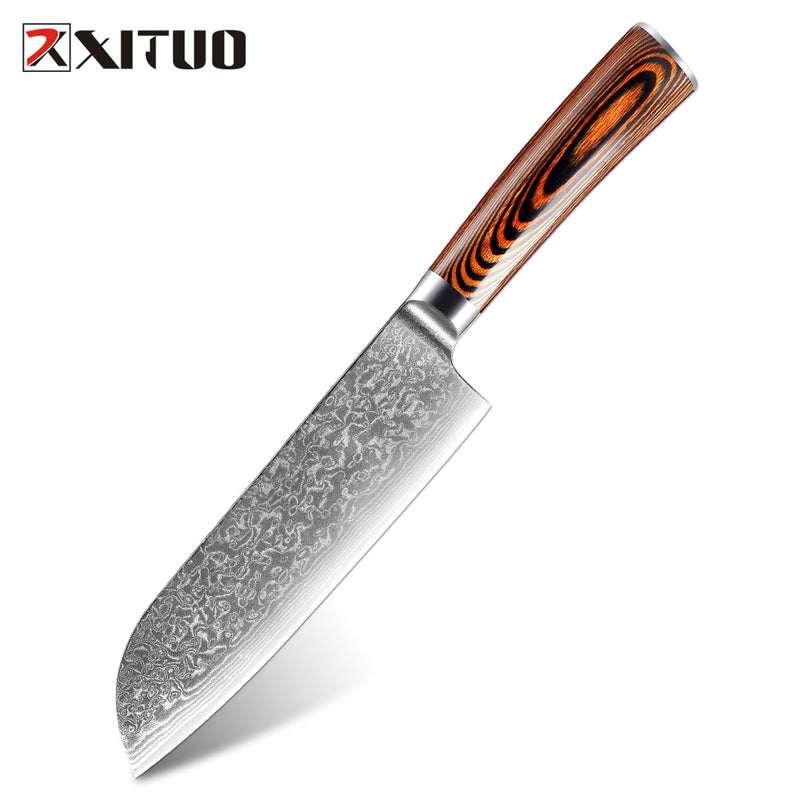 XITUO 1-4pcs kitchen knives set Japanese Damascus steel kitchen knife VG10 chef boning Paring Santoku utility knives wood handle