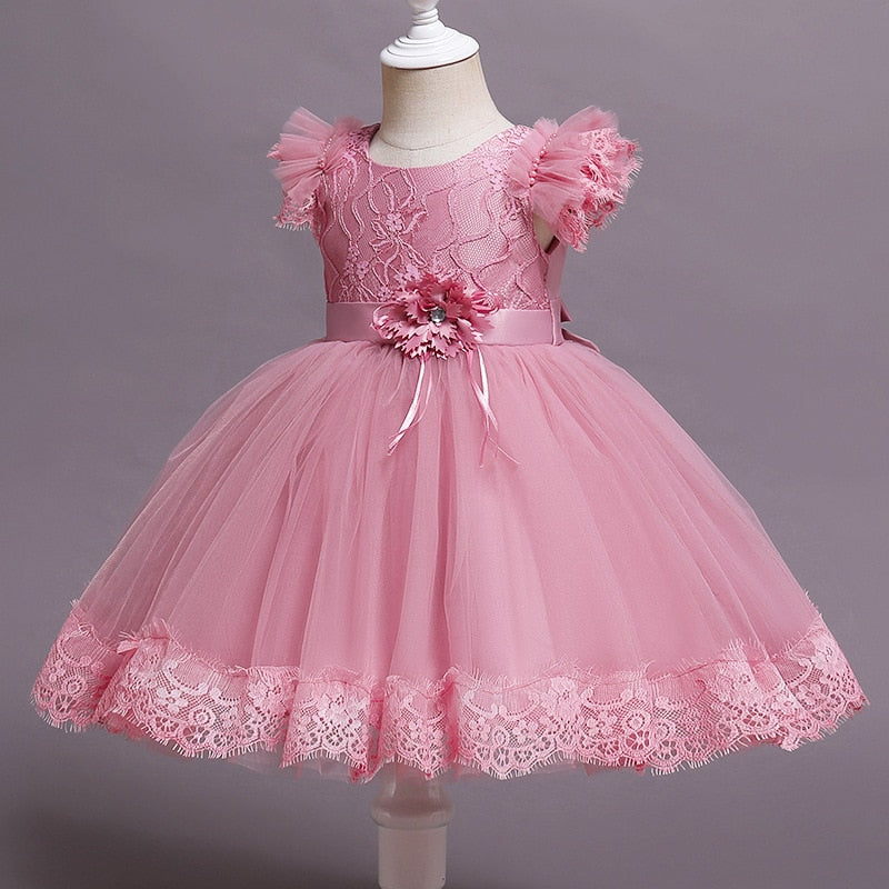 Tutu Friesen Blume Baby Mädchen Kleid für Hochzeitsfeier ärmellose Säuglingsbabykleider für 1. Geburtstag Kleinkind Taufe Kleidung