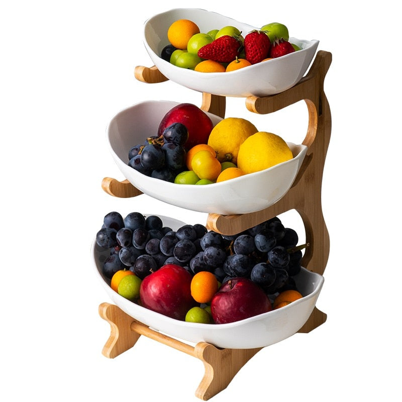 2021 Living Room Home Three-layer Plastic Fruit Plate Snack Dish Creative Modern Dried Fruit Bowl Basket Candy Cake Stand