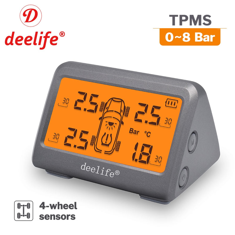 Sistema de control de presión de neumáticos de coche con sensor solar TPMS de Deelife para neumáticos de 4 ruedas TMPS