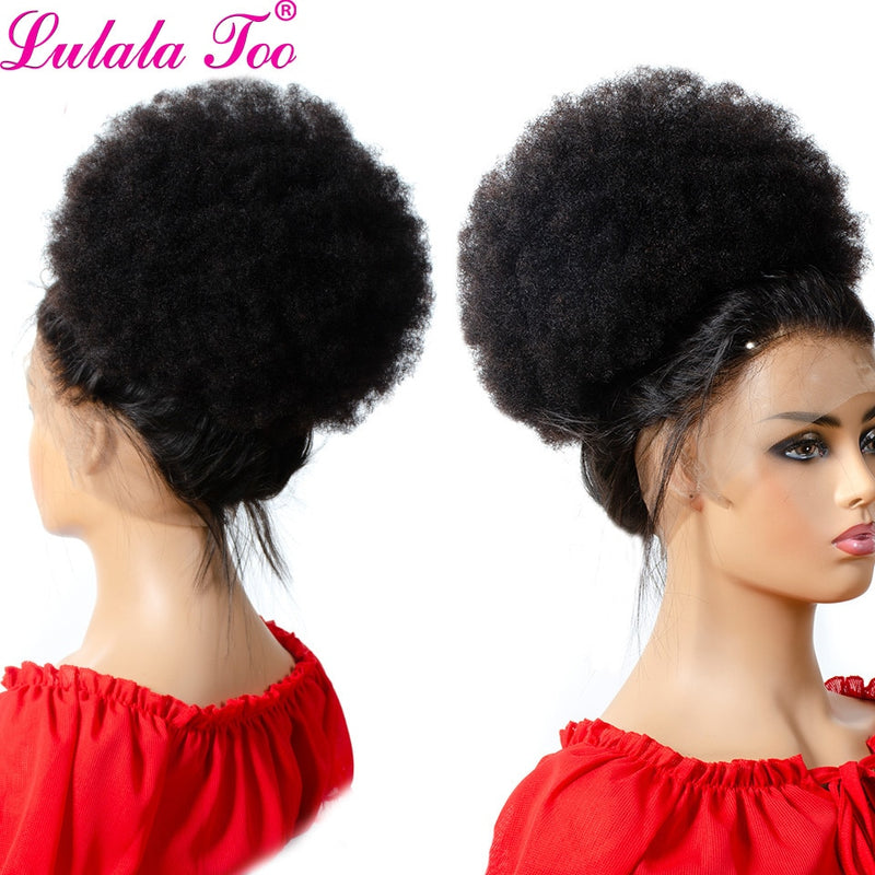 10 pulgadas Afro Puff Cabello humano Moño Cordón Cola de caballo Postizo humano Rizado Clip en extensiones Yepei Cola de caballo