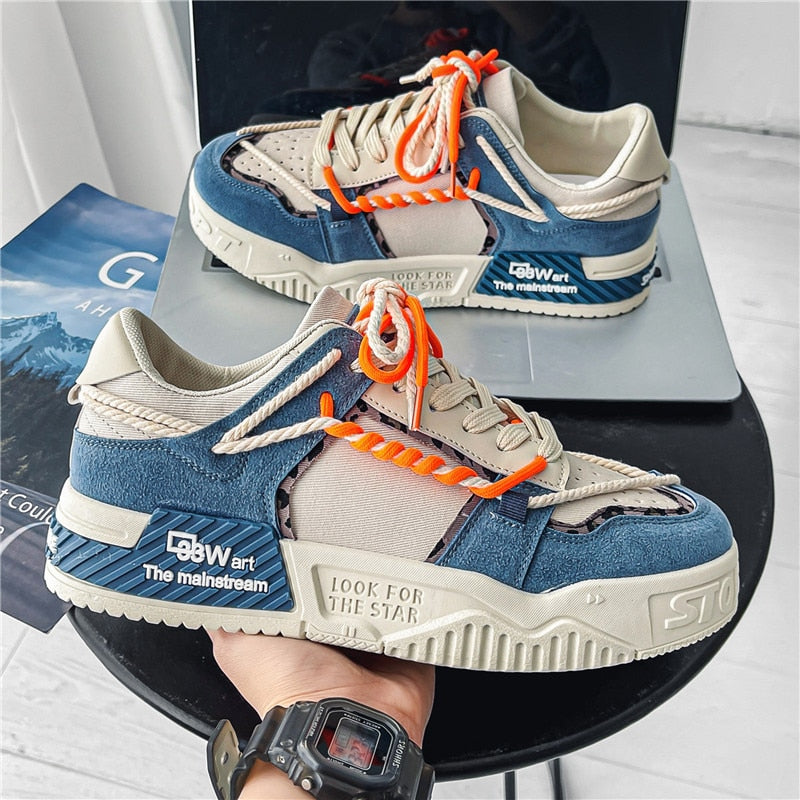 Men's Shoes Lightweight Breathable Casual Sports Shoes Men's Trend Versatile Flat Bottom Shoes Thick Sole White Shoes for Men