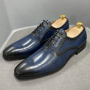 2022 neue echtes Leder Herren Abendschuhe handgefertigt Büro Business Hochzeit blau schwarz Luxus Schnürschuhe formale Oxfords Herrenschuhe