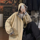 Grundlegende Jacken Frauen mit Kapuze Harajuku Patchwork Plaid Mäntel Paar BF High Street Cargojacke Damen Baggy All-Match Ins Zipper