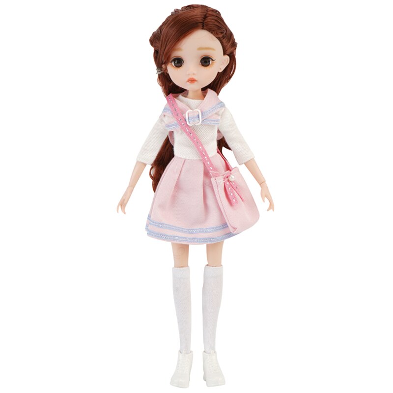 New Edition 11 Joint Moveable Body 26cm 1/6 Doll Purple Brown Eyes with Fashion Clothes Shoes Style Dress Up Baby Dolls DIY Toy