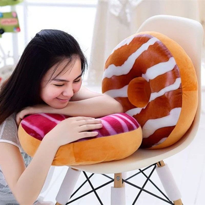 40cm Funny Chocolate Donut Sofa Seat Cushion Christmas Donuts Pillow Xmas Kid Present Toy PP Cotton Filling Hand Rests Car Mats