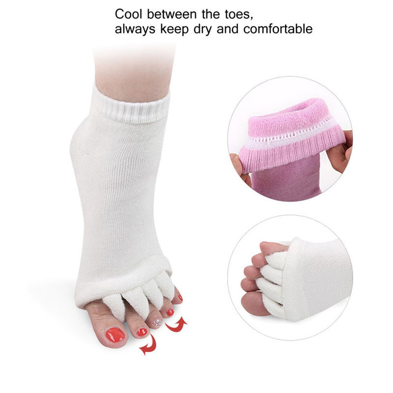 1Pair BYEPAIN Five Toes Separators Foot Sock Hallux Valgus Corrector Bunion Adjuster Foot Care Alignment Straightener Socks