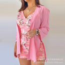 WEPBEL, cárdigan de manga larga, camisola, pantalones cortos, conjuntos de pantalones, conjuntos de 3 piezas, conjuntos de mujer, conjuntos de pantalones cortos estampados florales para mujer