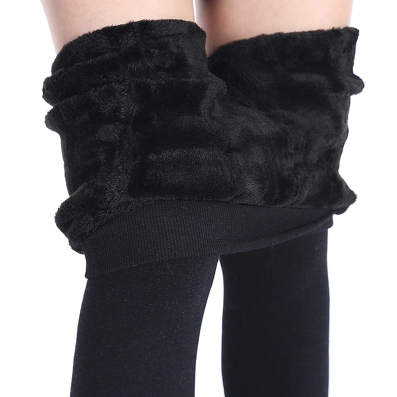 Women Winter Leggings Warm Leggins High Waist Solid Color Velvet Women Leggings Stretchy Black Leggings