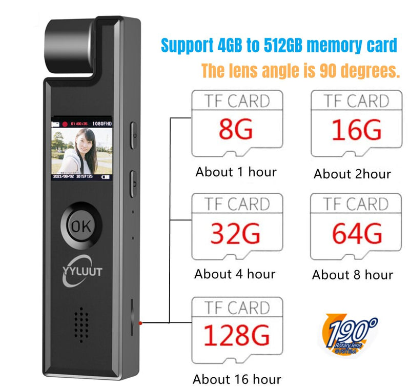 Body Camera Mini Digital Camera HD Screen Night Vision Motion Detection Snapshot Loop Camcorder Sports DV Nanny Cam